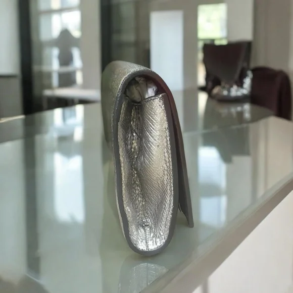 YSL Metallic Silver Flap Clutch - Picture 5 of 9